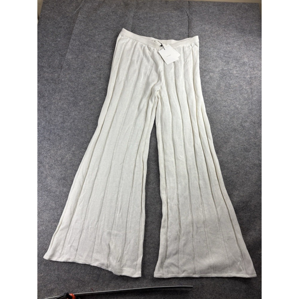 DISSH Womens XXL White Ribbed Flare Wide-leg knit lounge Athleisure Coastal Boho